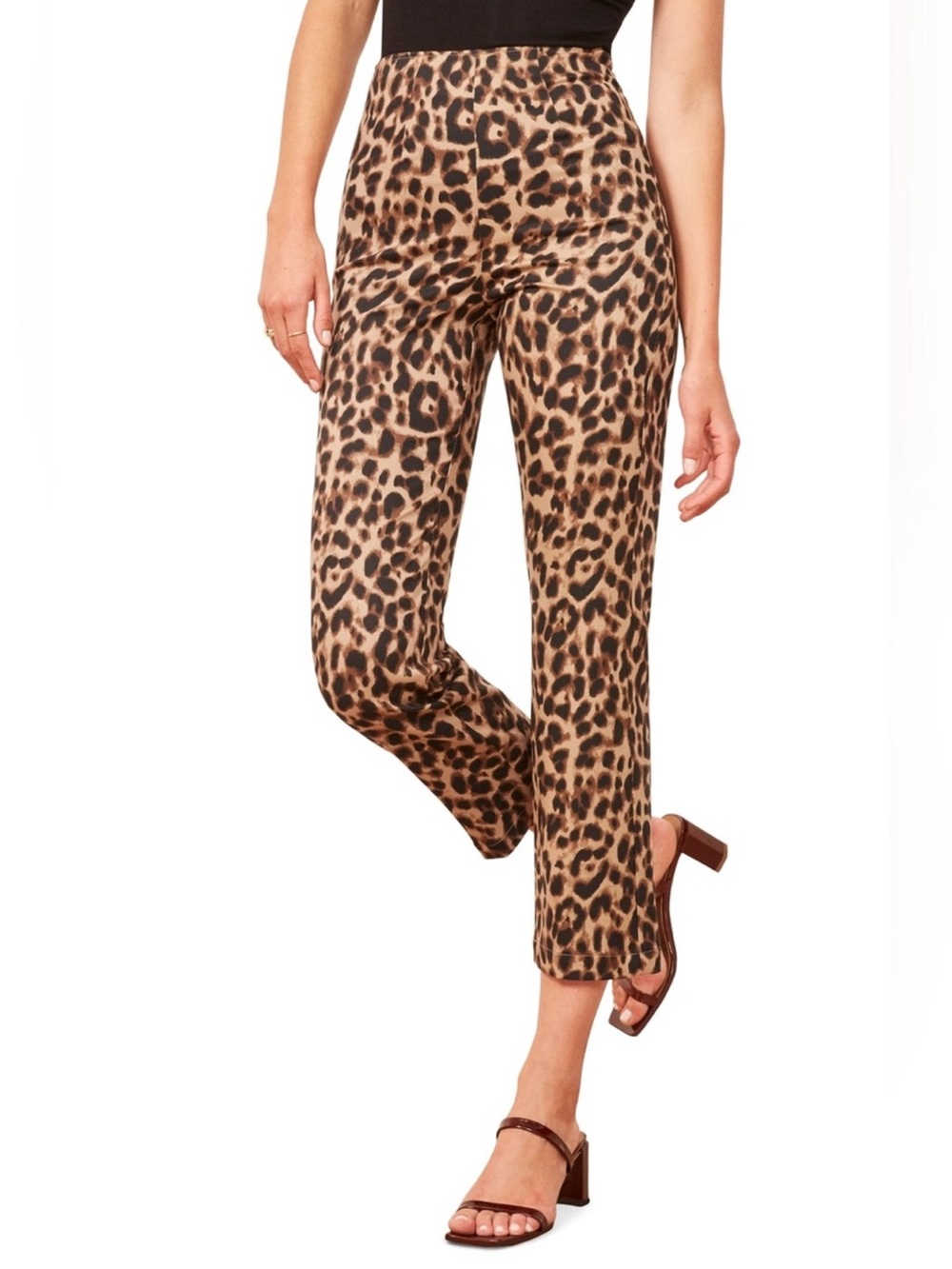 Reformation Marlen Leopard Print Cropped Pants - Brown/Black